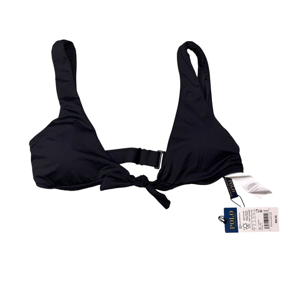 Polo Ralph‎ Lauren Bikini Top Women Small Black Knot Front Triangle NWT